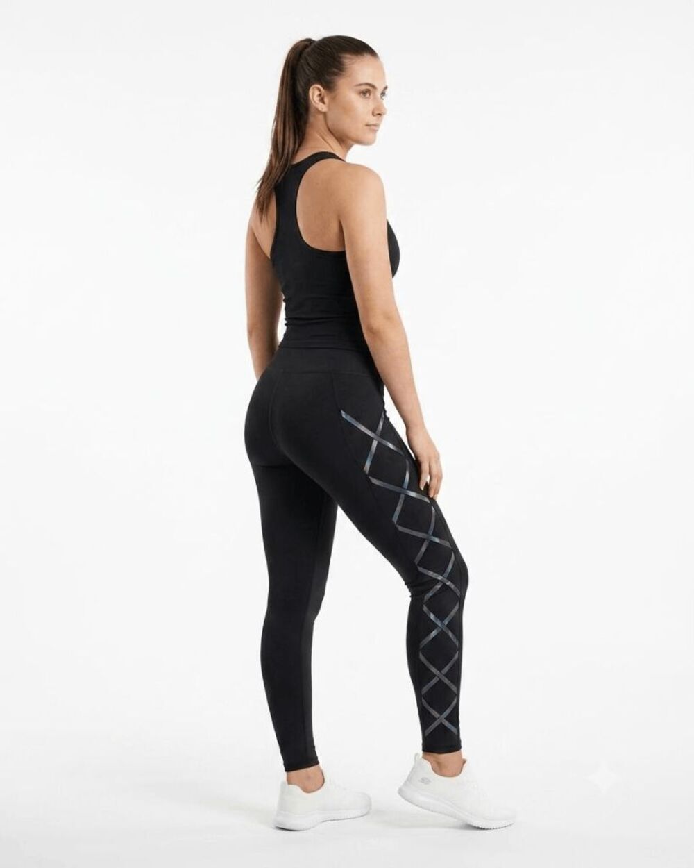 POP FIT Women’s Black High Rise Analog Leggings With Pockets SIZE S NWT